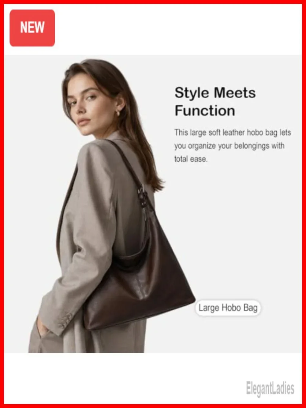 Large Vegan Leather Hobo Bag Women Slouchy Shoulder Purse Work Handbag Fits 13